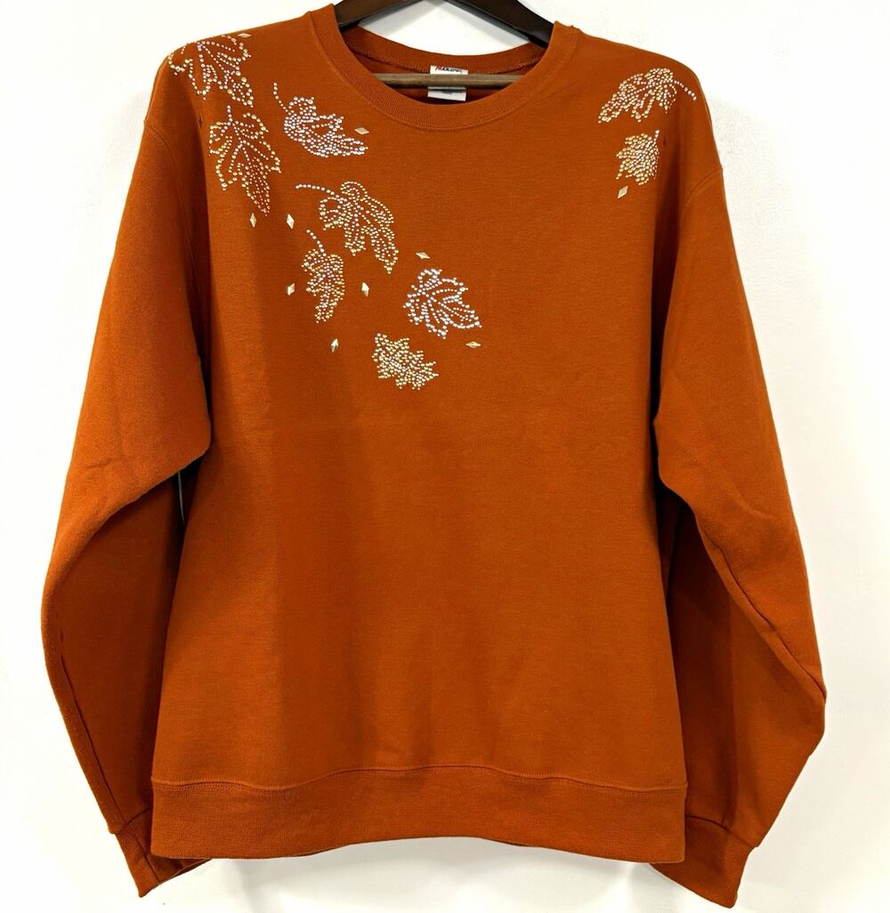 Vintage Jerzees NuBlend Fall Leaves Rhinestone Sweatshirt L